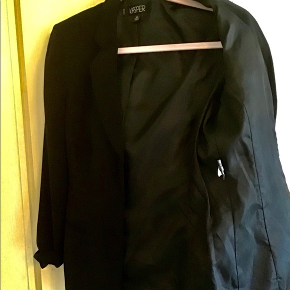 Kasper Blazer petites Black  lined 8P💕great shape button front versatile - Picture 7 of 11